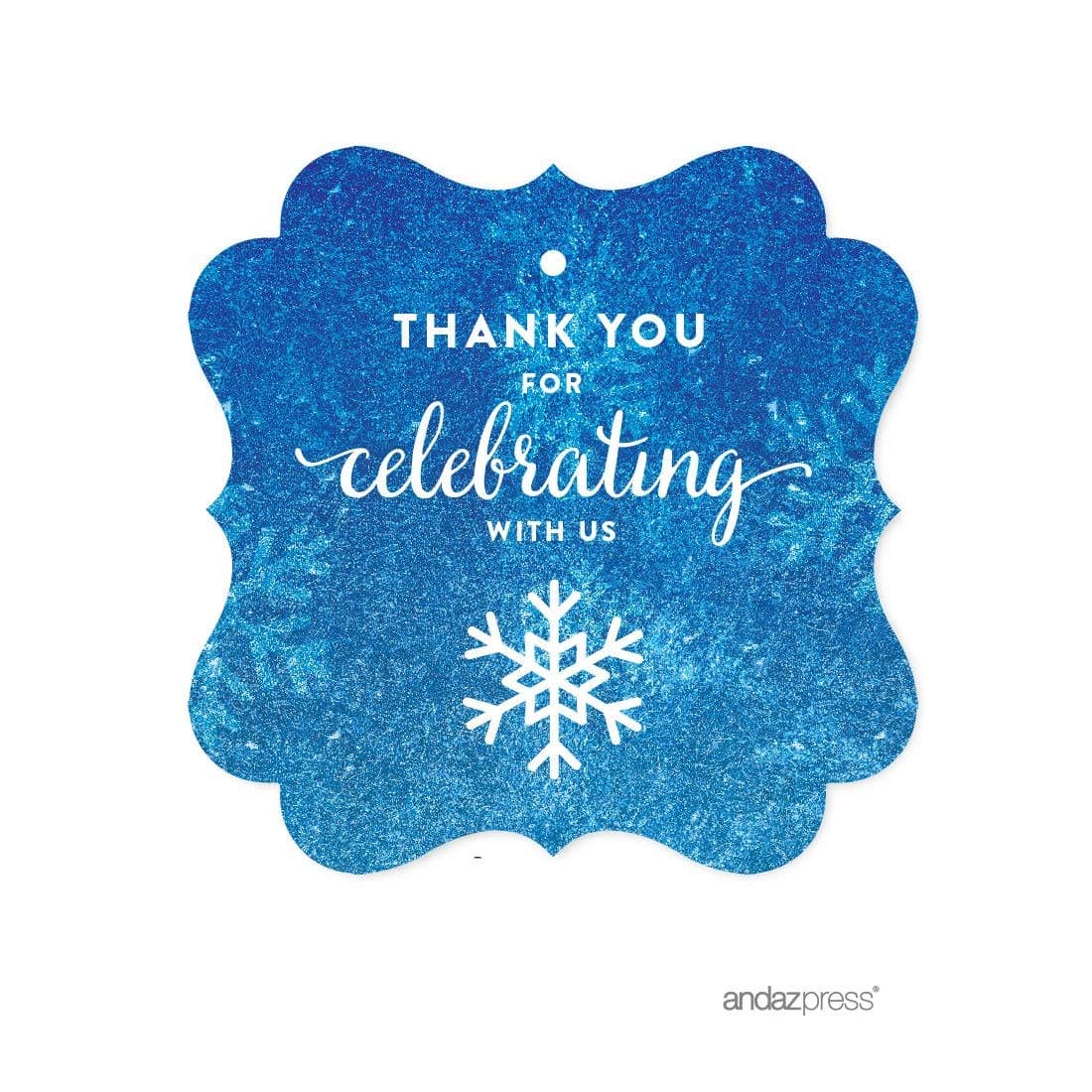 Andaz Press Birthday Fancy Frame Gift Tags Thank You for Celebrating with Us Frozen Snowflake 24Pack for Blue Winter Christmas Holiday Gifts Snowflake Gift Tags Thank You Christmas Tags