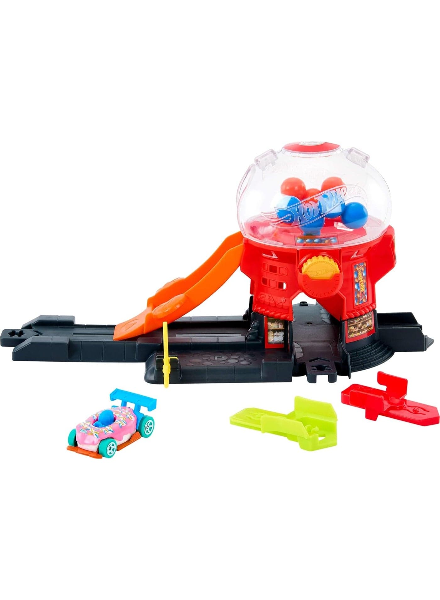 Hot Wheels Candy Shop Track Set with Ramp & Donut Vehicle, 1:64 Scale Kids Toy for Ages 3+