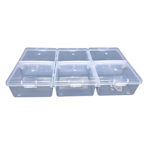 AANIJ® 6 in 1 (with 6 Lid) Small Plastic Boxes for Storage of Multipurpose Things Transparent Square For Multi use at home, office, shop etc Size Large 23.5 X 12.5 X 4 cm Pack of (1)