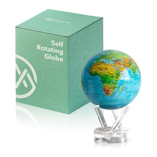MOVA Globe Ocean Blue Relief Classic 45 SolarPowered Rotating World Globe with Terrain Detail No Batteries or Cords Elegant Desk Dcor or Educational Gift