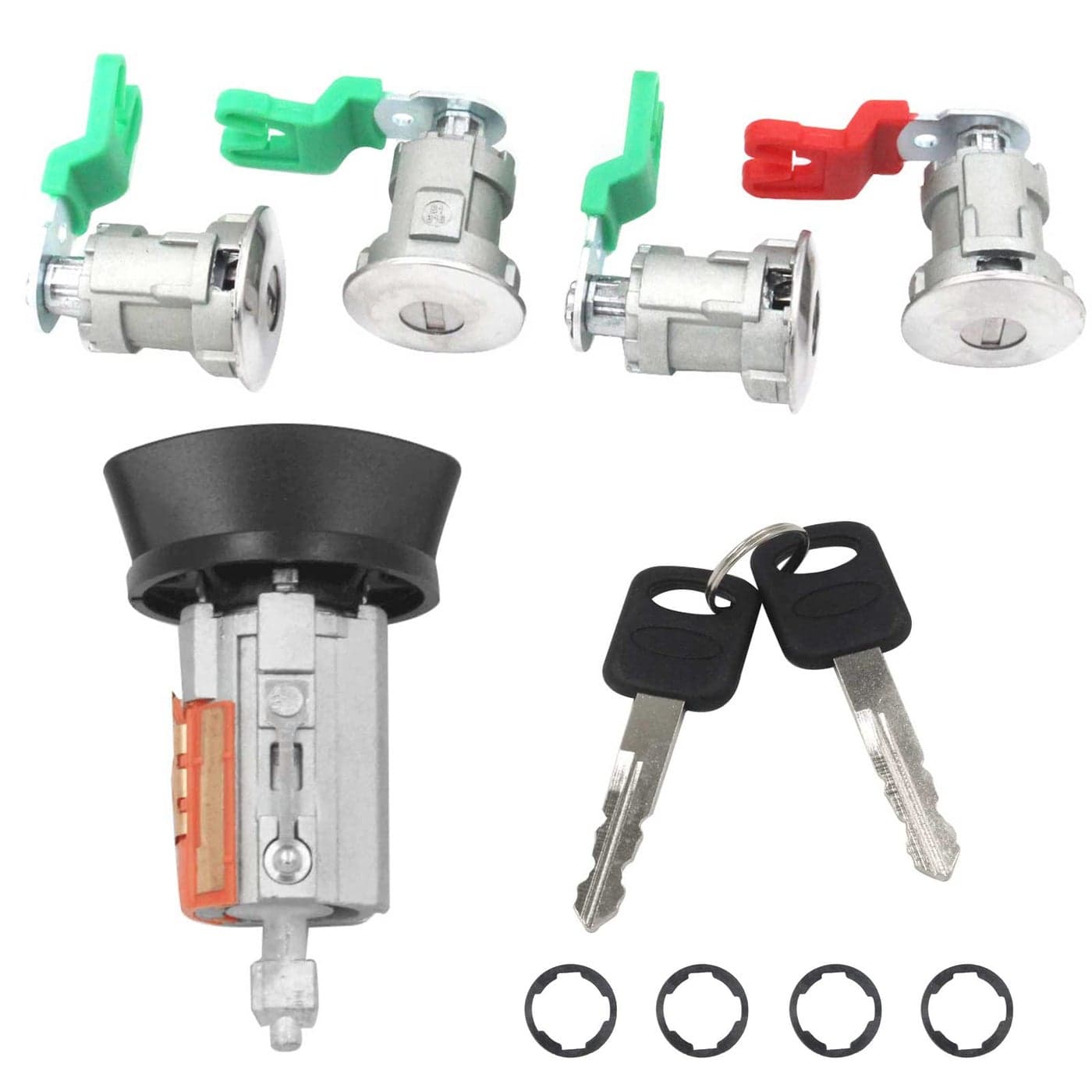 Ignition Switch Lock Cylinder Door Lock Cylinder Compatible with 19972020 Ford Econoline E150 Van E250 Van E350 Van Replace OE LC6177 703369 X4 597638 X2 No Chip