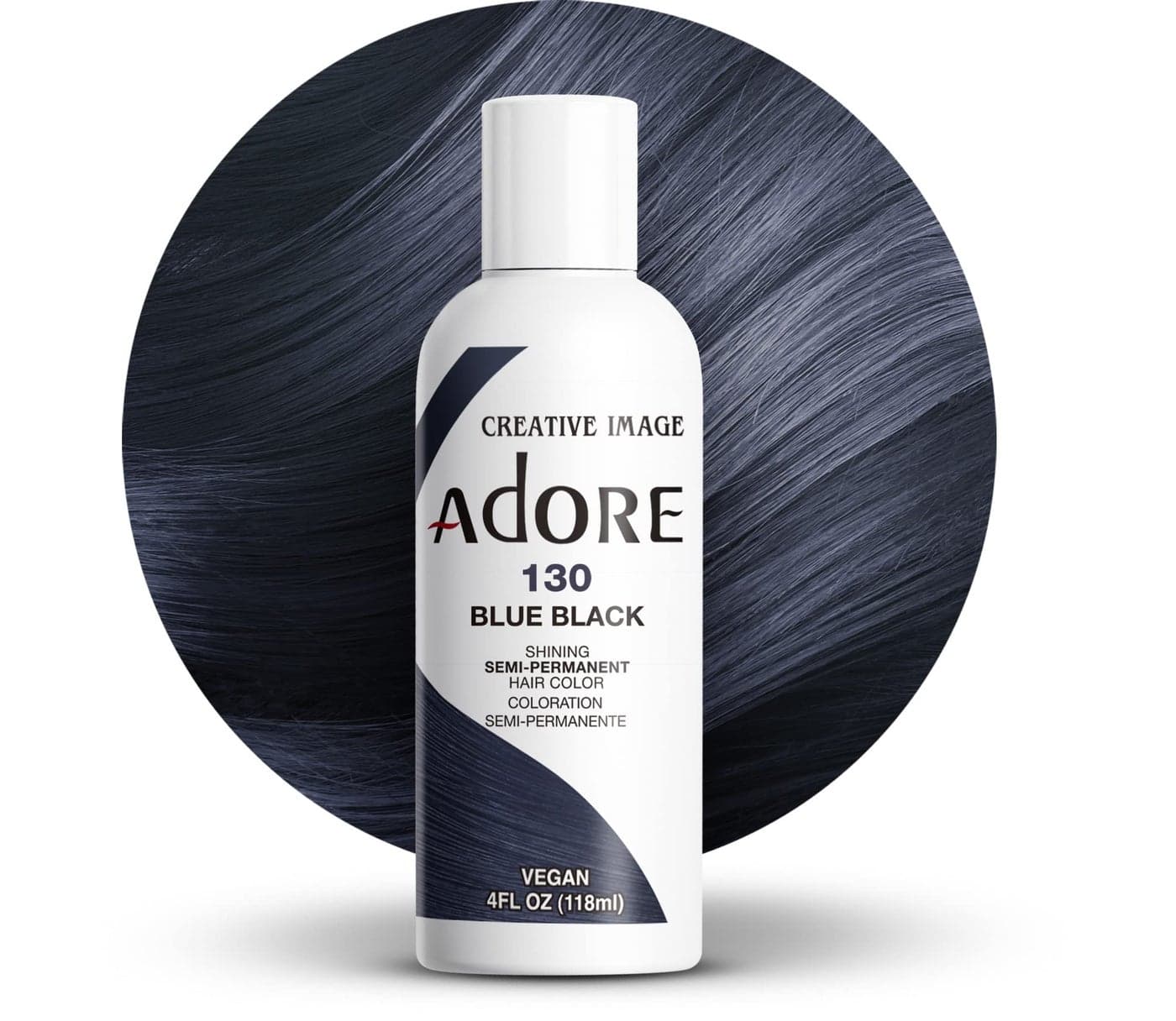 Adore Semi Permanent Hair Color Vegan and CrueltyFree Blue Hair Dye 4 Fl Oz 130 Blue Black Pack of 1
