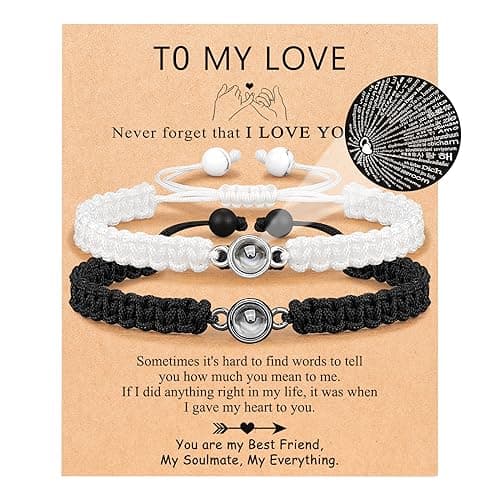 UNGENT THEM Matching Couples Bracelets Long Distance Relationship I Love You Christmas Sweetest Valentines' Day Gifts for Him Her Boyfriend Girlfriend Women Men BF GF