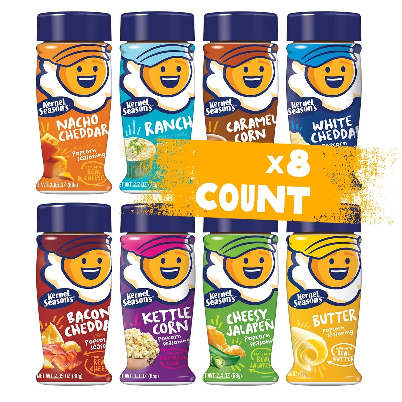 Kernel Seasons Popcorn Seasoning Full Size Jars Variety Pack Retail Sizes Pack of 8