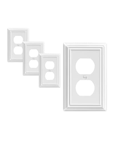 DEWENWILS 4 Pack White Outlet Cover Plate, White Metal Outlet Covers, 4.88"×3.13", Decorative Electric Outlet Covers