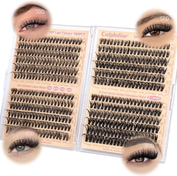 Calphdiar Wispy Cluster Lashes D Curl Individual Eyelashes Natural Lash Clusters Fluffy Lashes Individual Cluster 476pcs DIY Lash Extensions for Beginners3040506080100D