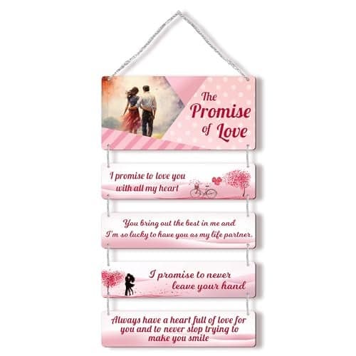 Regalo Casila The Promise of Love: Wooden Wall Hanging Gift for Soulmate, Newlyweds, and Couples - Ideal Home, Bedroom, Living Room Decor