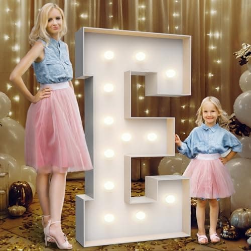 4FT Marquee Light Up Letters EParty Decoration Large Marquee Light Up Letters with Weighted Water BagPrecut Foam Board Set Can Be Used for BirthdaysWeddingsBaby Anniversaries