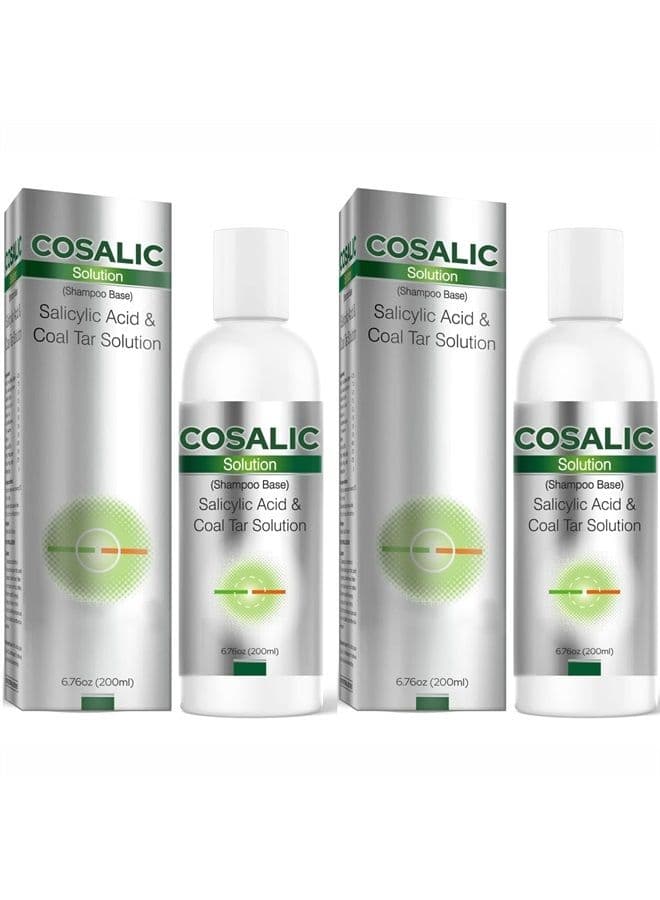 Cosalic Coal Tar and Salicylic Acid Solution Dandruff Free Shampoo with Salicylic Acid for Dry Scalp, Itch Relief, Psoriasis & Seborrheic Dermatitis - 6.8 Oz(PACK OF 2)