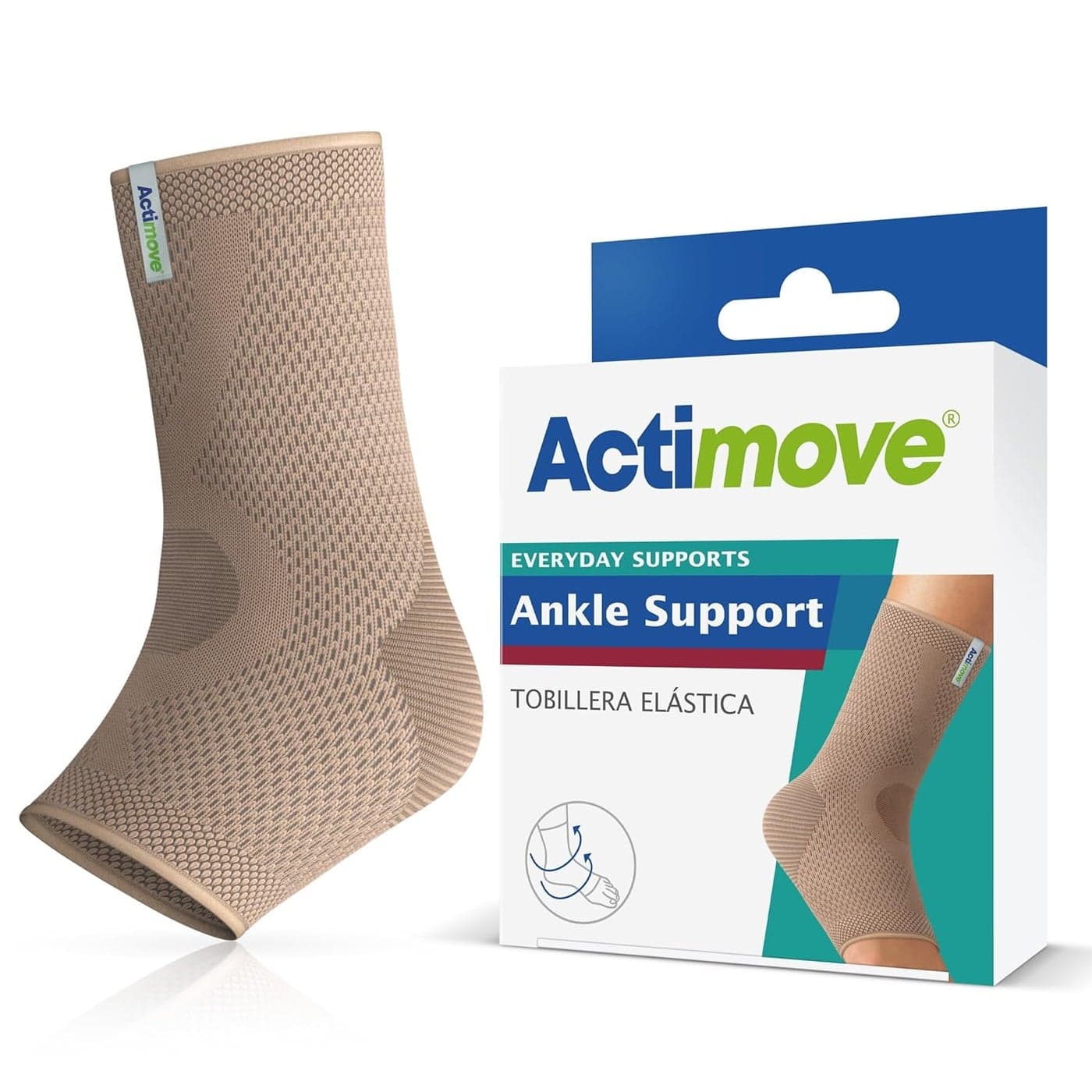 Actimove EVERYDAY SUPPORTS Ankle Support Firm Compression Durable Support Helix Design For Overuse and Chronic Ankle Pain Beige Large