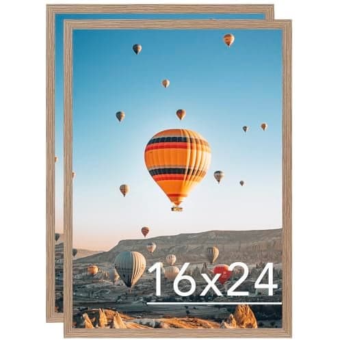 JCJMY 16x24 Picture Frame Set of 2 for Poster Photo Picture and 40x60 cm Canvas, Horizontal and Vertical Formats for Wall Hanging, 16 x 24 Wall Gallery Poster Photo Frame,2 Pack, Rustic Brown
