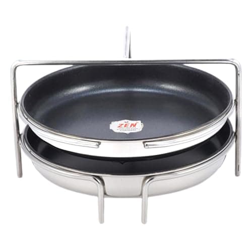 Jain Stainless Steel Non-Stick Thatte Idly Stand (Small Size) with 2 Plates Idly Maker & Dishes Like Dhokla | Plate Diameter - 14cm | Pack of 1 Silver Color (Stand Height 10 cm: Stand Width 15cm)