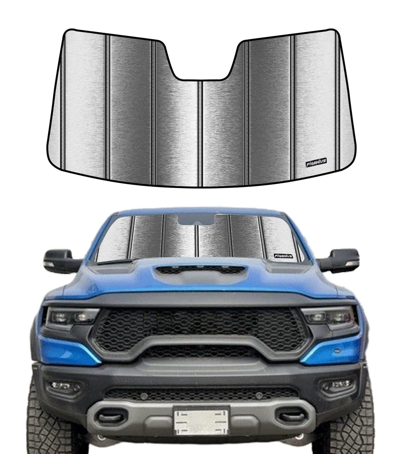 Pigenius Windshield Sunshade for Ram 1500 20192025 with 5 inch Wide Sensor Metallic