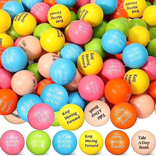 Jenaai 100 Pcs Stress Balls Motivational Anxiety Stress Relief Ball Hand Exercise Balls Inspirational Stress Toy Bulk Encouraging Gifts for Coworkers Adults Stress Anger Fidget Relief 6 Colors