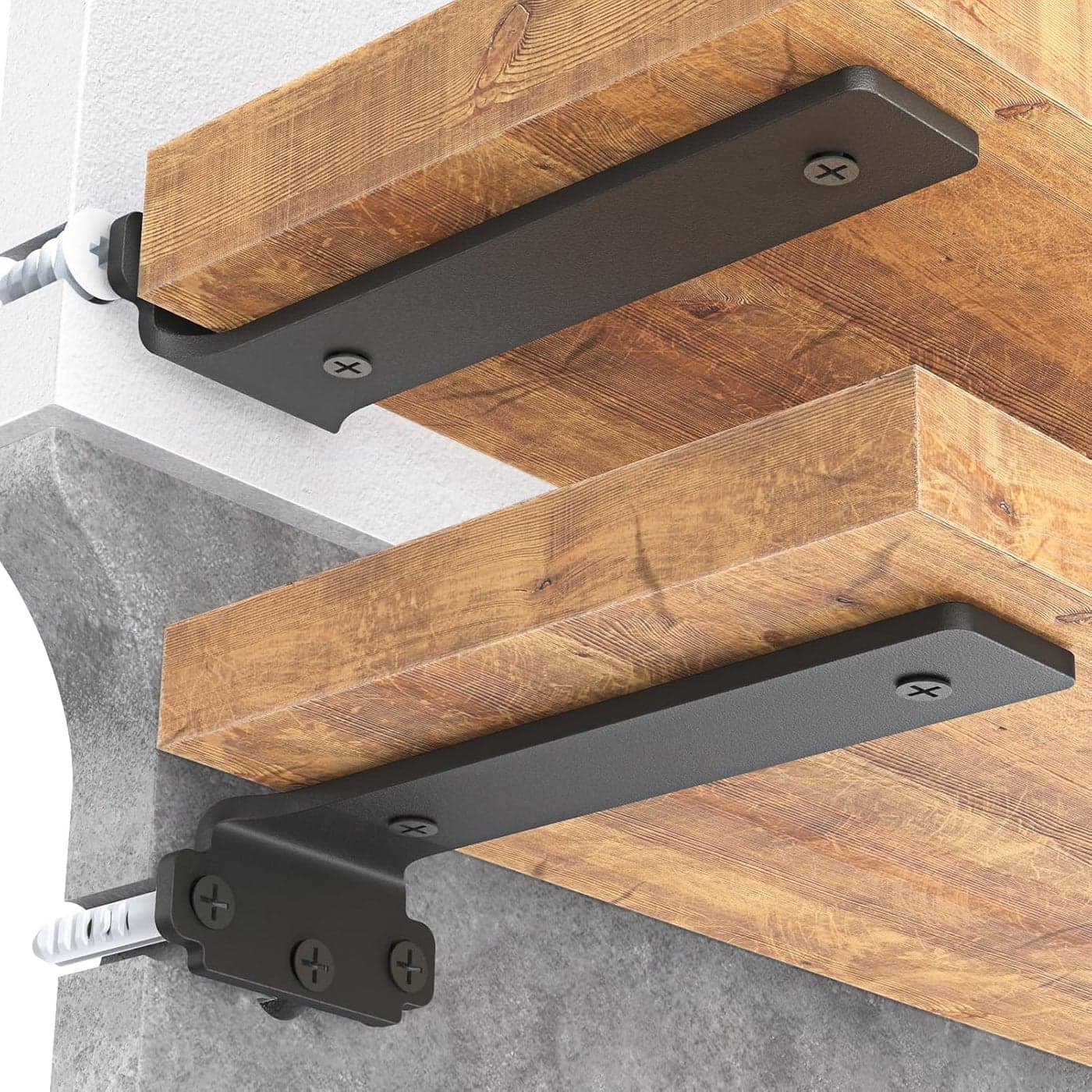 Goovilla Shelf Brackets 8 Inch 6 Pack Floating Shelf Bracket Heavy Duty Shelf Brackets for Wood Shelves Black Metal Wall Shelving Brackets 8 Shelf Support Brackets with 160 lb Load Capacity