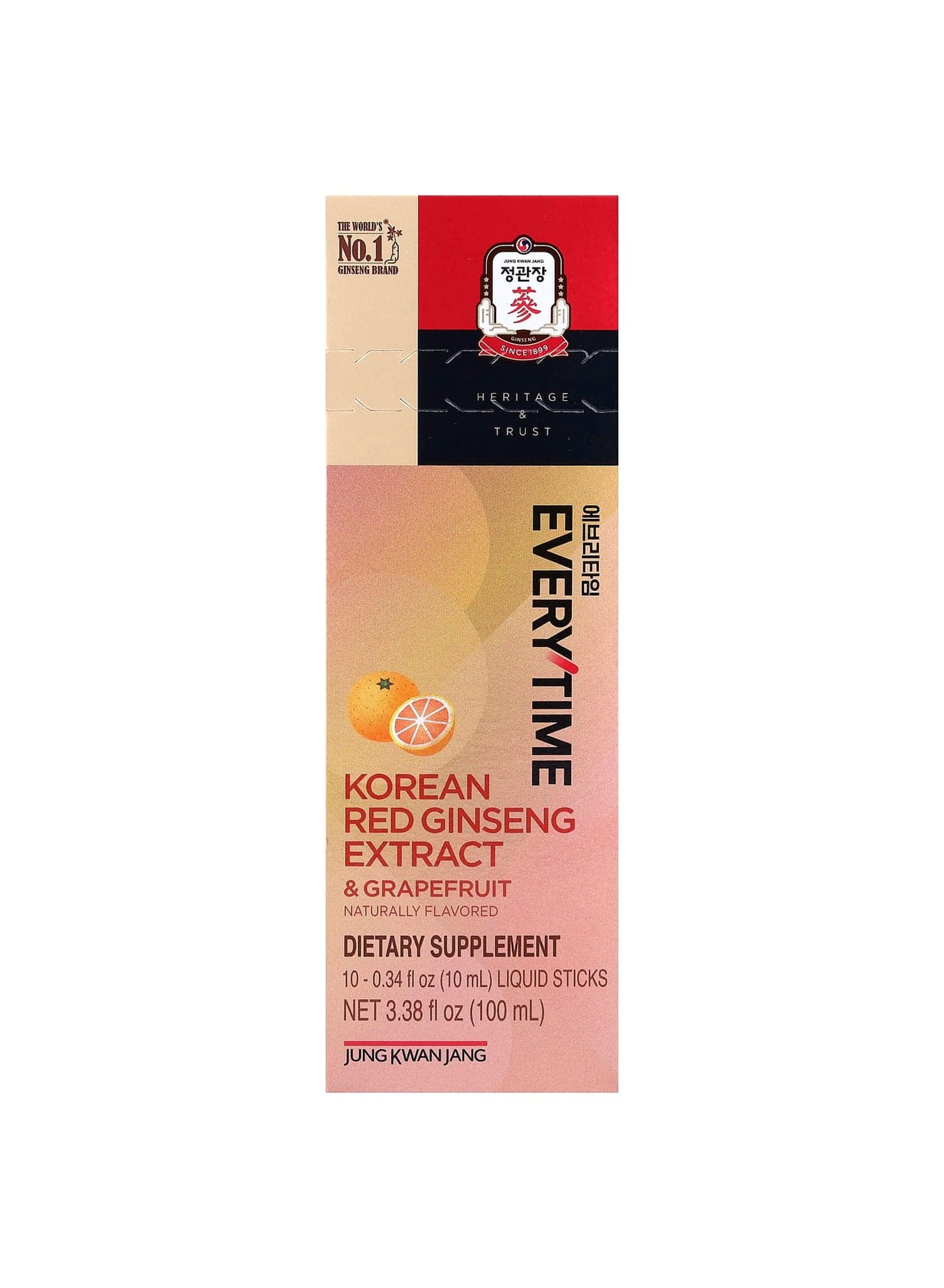 Korean Red Ginseng Extract, Everytime, Grapefruit, 10 Sticks, 0.34 fl oz (10 ml) Each