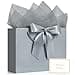 JMANNI Gift Bags 1PCS Gift Bags Large with Ribbon and 1 Greeting Cards 2 Tissue Paper Portable Paper Gift Bag with Handles Birthday Gift BagsPresent Bags for Wedding Party Mothers Day