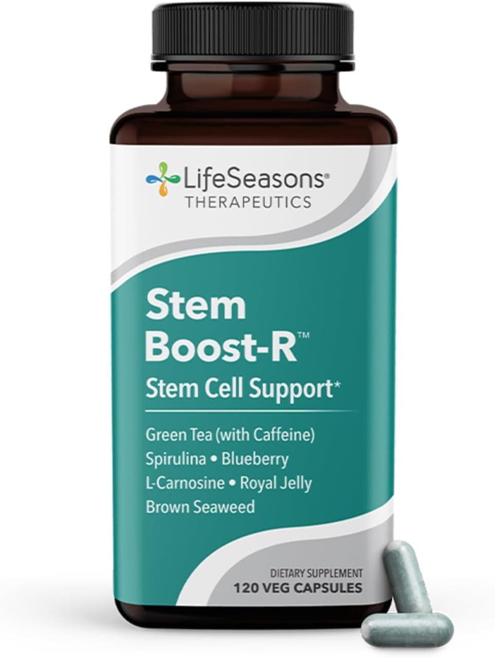 LifeSeasons Stem BoostR Stem Cell Support Naturally Repair Damaged Tissue Vitamin Supplement Rich in Antioxidants Royal Jelly Spirulina Blueberry Brown Seaweed LCarnosine 120 Capsules