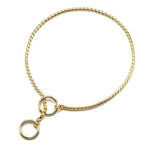 Mogoko Stainless Steel Dog Choke Chain Collar, Puppy Metal Snake Chain Slip Collar Pet Titan Training Walking Choker (Black;24.0"*5.0mm)