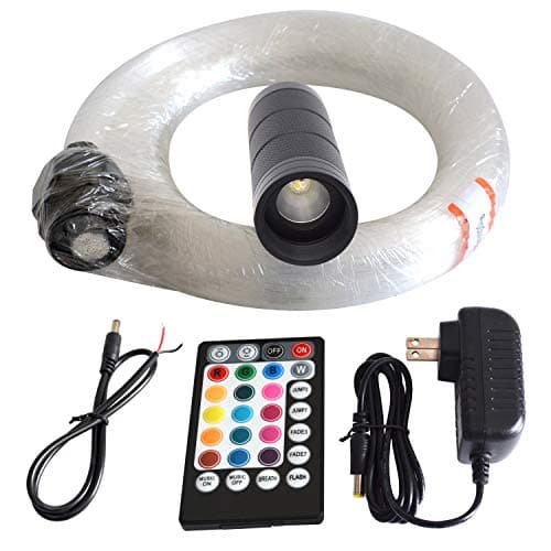 LED Fiber Optic Star Ceiling Light Kit for Car or Room 6W RGBW with Music Mode Remote Controller 300 Strands 0.75mm/0.03in 2m/6.5ft Starlight Headliner Kits