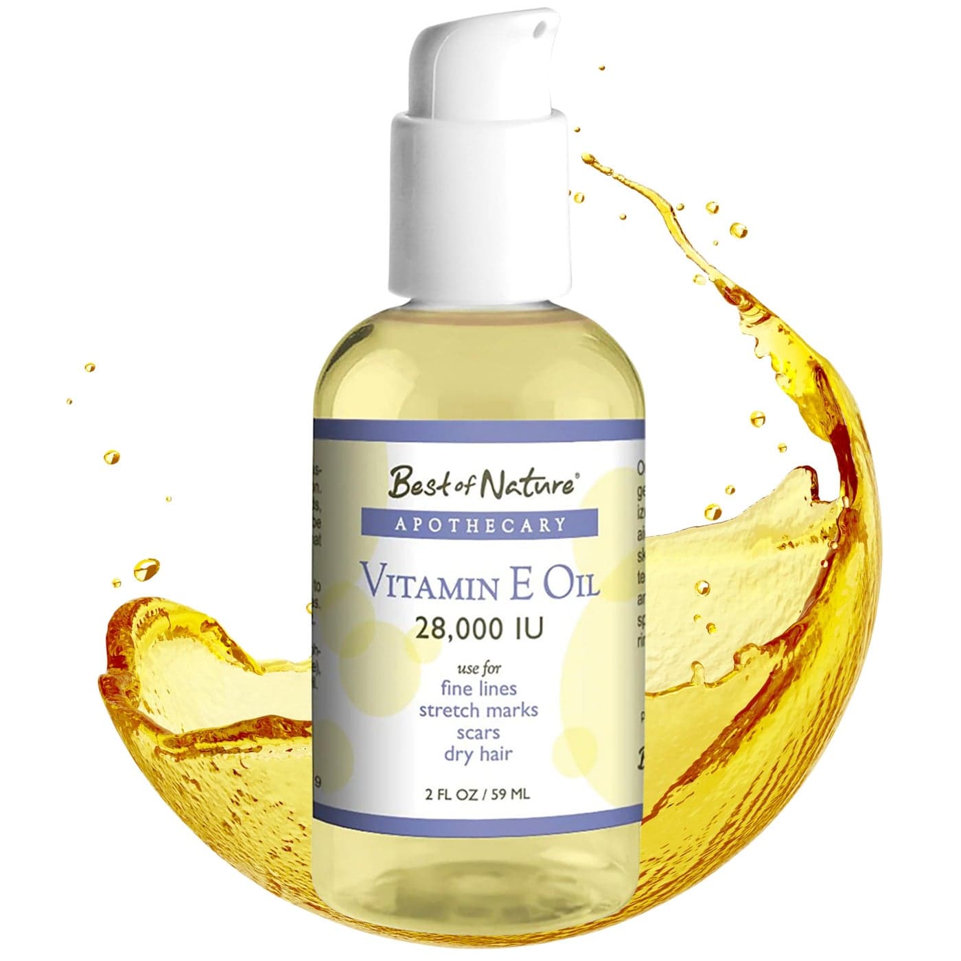 Best of Nature Vitamin E Oil 28000 IU Unscented Moisturizer with Fractioned Coconut Damage Repair Formula for Hair Skin Face Hands