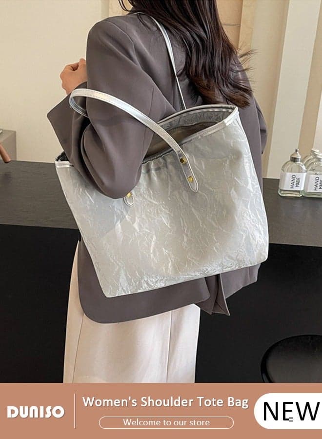 Women's Shoulder Tote Bag Faux Leather Handbag for Women Large Capacity Messenger Fashionable Travel Crossbody Bag for Ladies Girls College Students