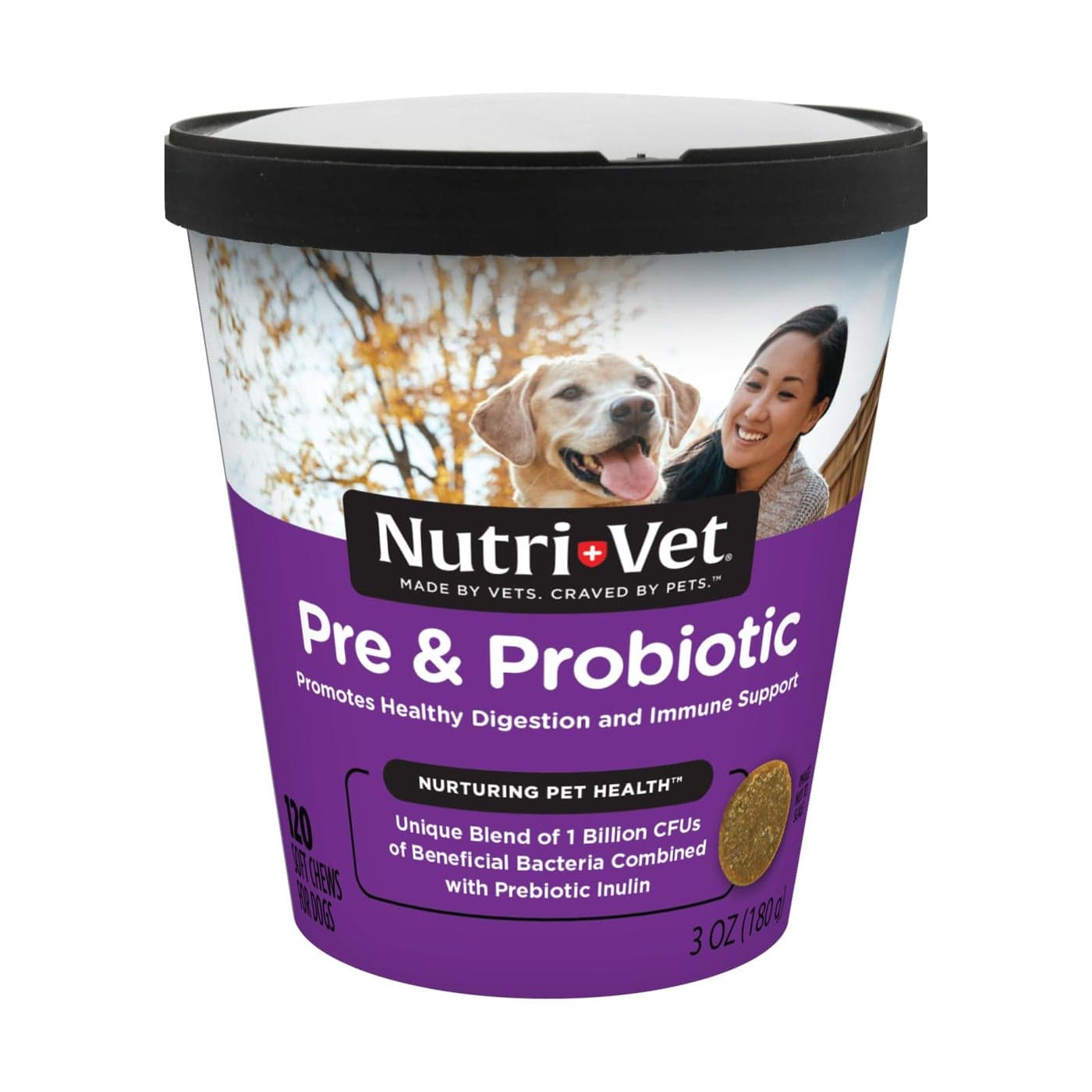 Nutri-Vet Pre and Probiotic Soft Chews for Dogs | Digestive Health Support | Tasty Alternative to Probiotic Powder | 120 Soft Chews