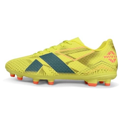 Nivia Catalyst Football Studs for Men, TPU with 3D Texture Upper, Dual Color High Shear TPU Outsole, Lace‑Up Closure,Ideal for Lightweight Training & Match Cleats- Green/Neon, UK10