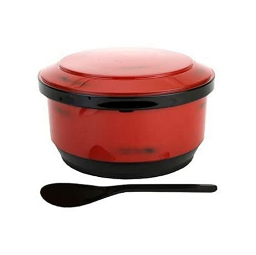 JapanBargain Rice Serving Bowl with Lid and Rice Paddle 1 Pack 65Inch Made in Japan RestaurantGrade Melamine Dinnerware for Sushi and Asian Cuisine