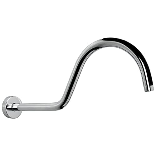 NearMoon Shower Extension Arm with Flange - S Shaped High Arc Gooseneck Long Shower Extender Pipe, Perfect for Rainfall Shower Head - Bathroom Accessory,16 Inch (Chrome Finish)