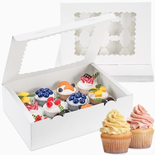 LingengDa 12 Count Cupcake Boxes 4PCS Cupcake Container with Window Food Grade Cupcake Holder for Birthday Holiday Party Bakery Supplies for Cupcakes Desserts and More