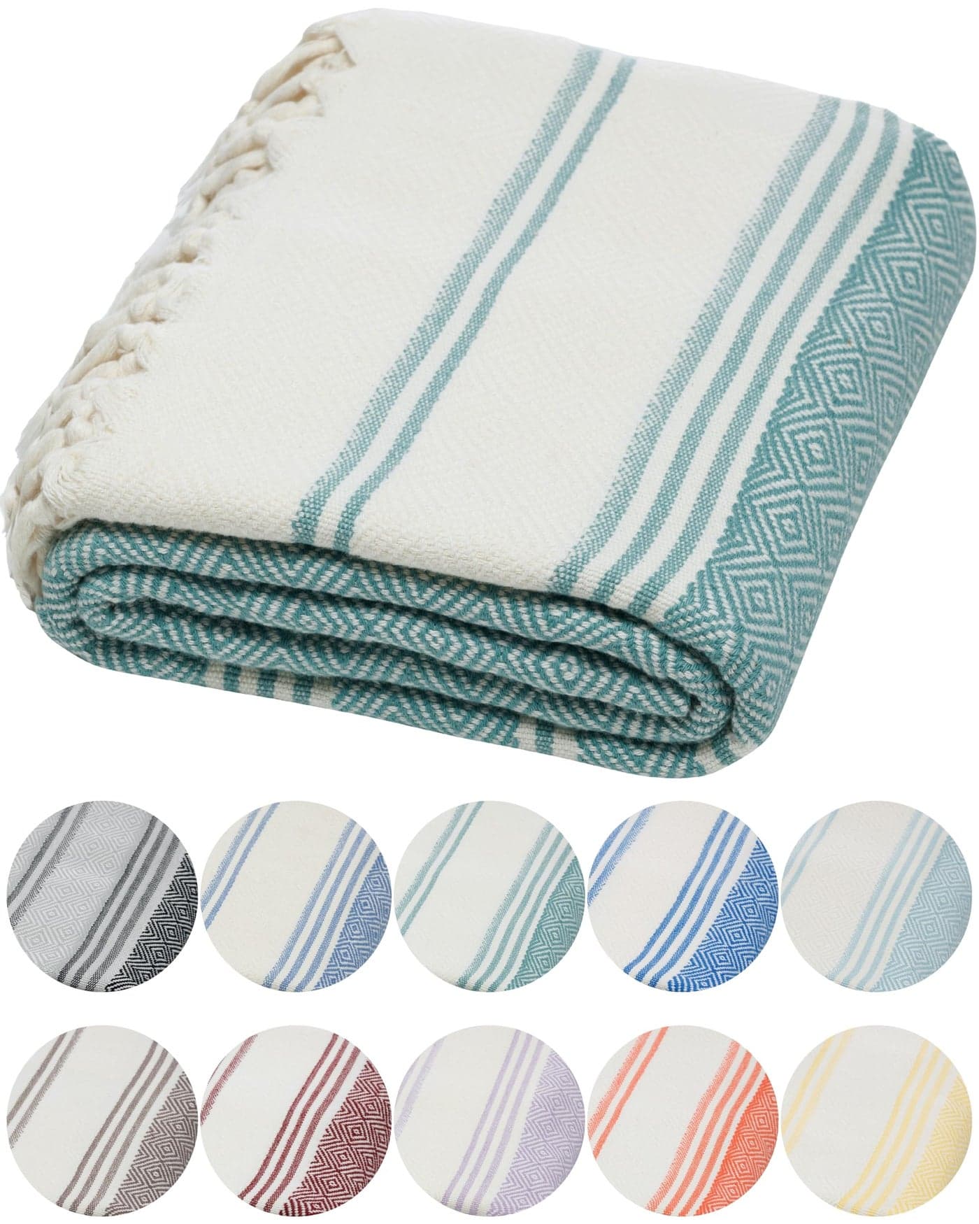 DEMMEX Organic Diamond Turkish Bath & Beach Towel | 100% Oeko-TEX Certified Cotton, Ultra-Soft, Quick-Dry, Lightweight, Compact & Oversized Luxury Peshtemal Towel, Prewashed, 71"x36", Sage Green