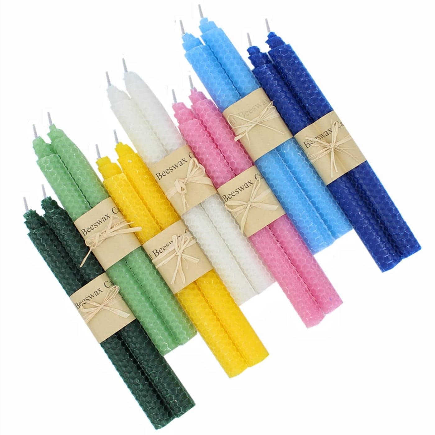 XIANGZHU Set of 14 Colorful Beeswax Taper Candles 9 Inch Tapered Candles Ideal as Dinner Candles Smokeless and Unscented Taper Candles LoWeddingDinner Home Dcor