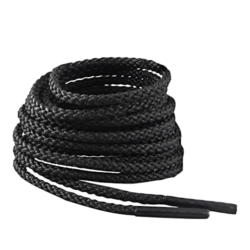 IRONLACE Unbreakable Round Bootlaces - Indestructible, Waterproof & Fire Resistant Boot & Shoe Laces, 1500-Pound Breaking Strength/Pair, Black, 63-Inch, 3.2mm Diameter, 1-Pair