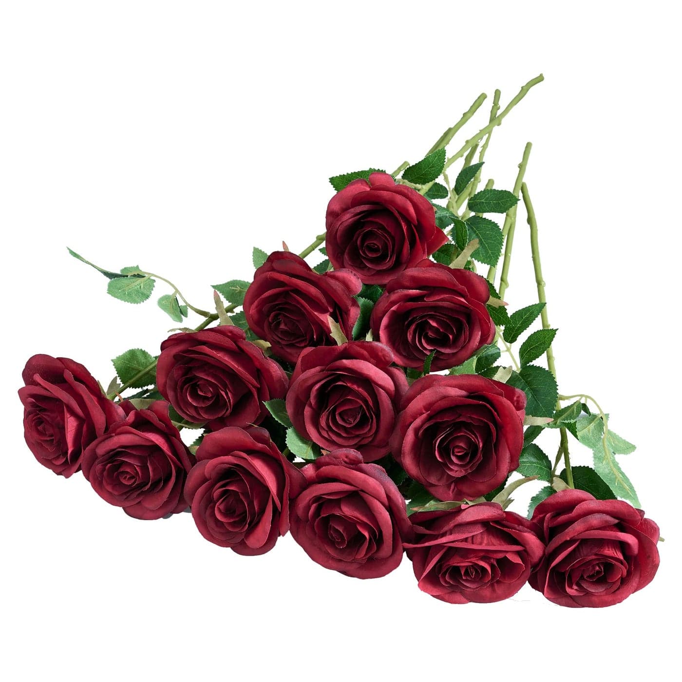 Helera 12pcs Roses Artificial Flowers Fake Roses Burgundy Silk Roses Wine Red Silk Flowers Rose with Long Stems for Wedding Home Party Centerpieces Decorations