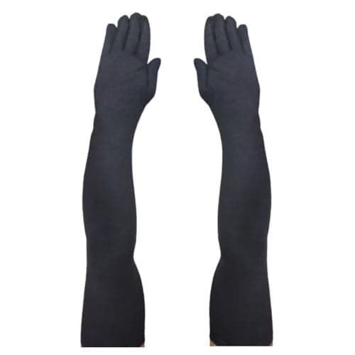 Tradehub® Men's & Women's Cotton Pollution and Sunburn Sunlight Protection Full Hand Gloves arm sleeves glove for Biking and Driving Summer glove Dust- (Pack of 1 Pair, Black)