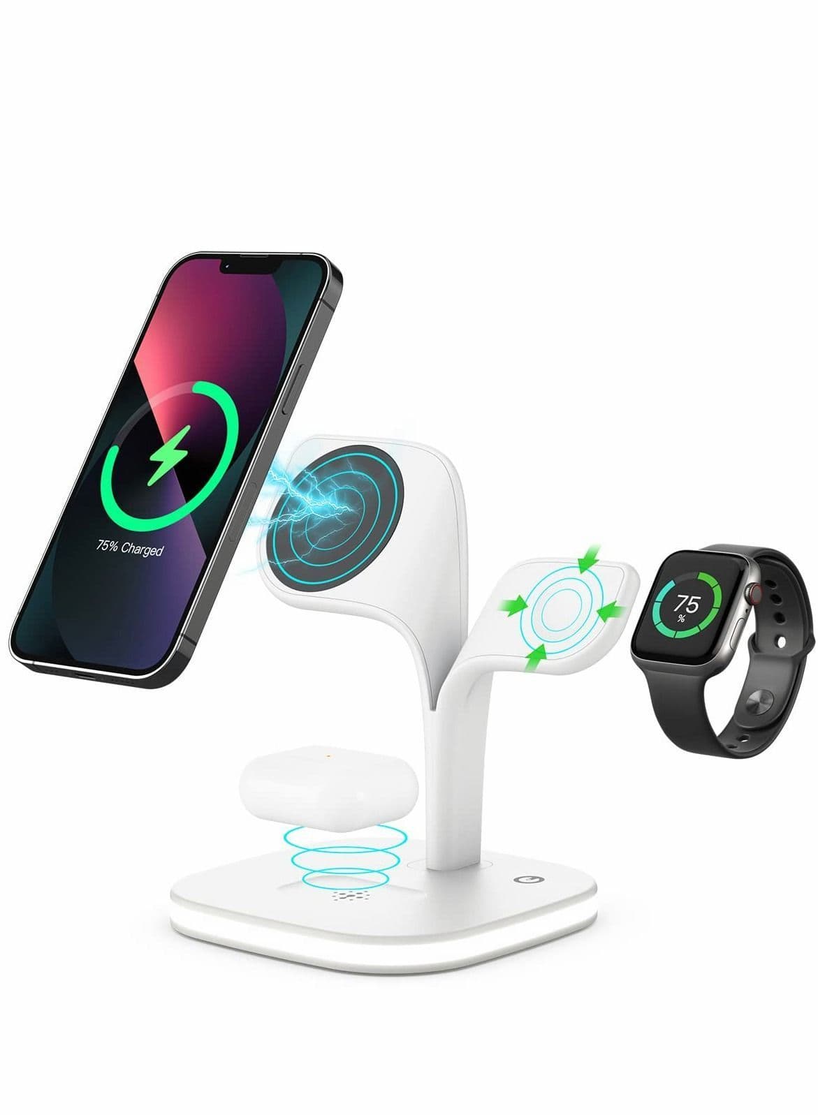 Magnetic Charging Station, 3 in 1 Faster Mag-Safe Wireless Charger Stand for iPhone 14,13,12 Pro/Max/Mini/Plus, Apple Watch 8/7/6/SE/5/4/3/2 and Aiepods 3/2/Pro/Pro 2 with LED Adapter