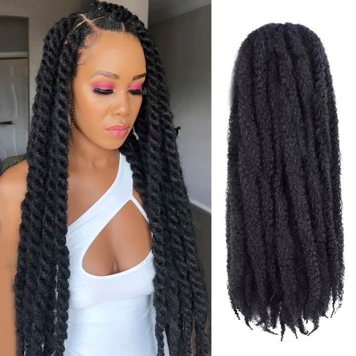 ToyoTress MarleyTwist Braiding Hair 24 Inch 6 Packs Natural Black Long Marley Hair For Faux Locs Afro Kinky Curly Marley Crochet Braids Synthetic Braiding Hair Extensions 24 Inch 1B6P