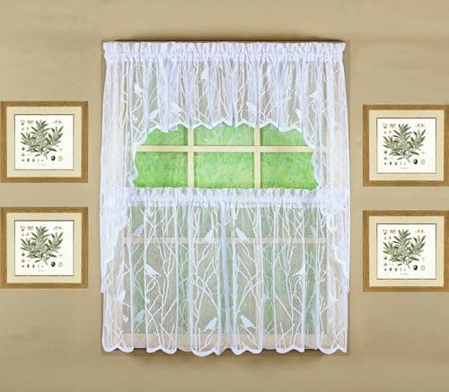 Todays Curtain Songbird SemiSheer Lace Tier 36 White 56 W x 36 L