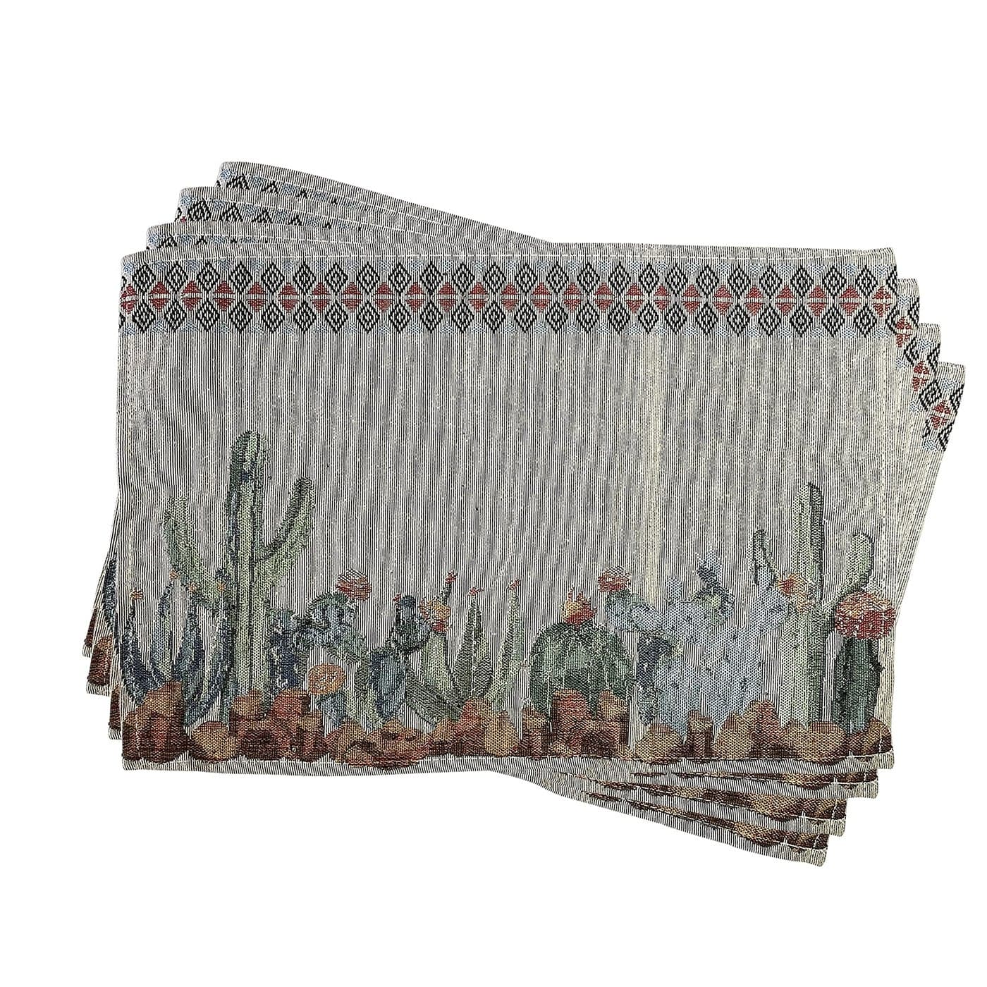 Watercolor Cactus and Succulents Placemats Set of 4 13 x 19 Woven Placemats SouthwesternInspired Tapestry Machine Washable Place Mats for Dinner Table Mats 19 inches Desert in Bloom