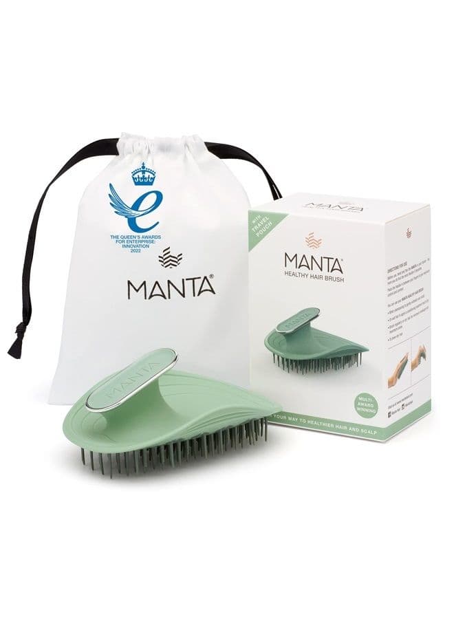 Manta Hair Hairbrush - Fully Flexible Hair Brush - Gentle Brush That Helps Prevent Hair Breakage - Scalp Care Massager and Detangler (Serene Green)