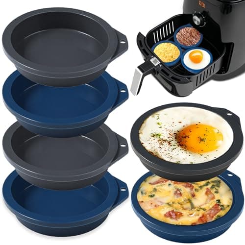 Webake 4 inch Silicone Air Fryer Egg Mold for Baking, Nonstick Microwave Egg Molds Mini Pancake, Muffin Top Pan, BPA Free Set of 6