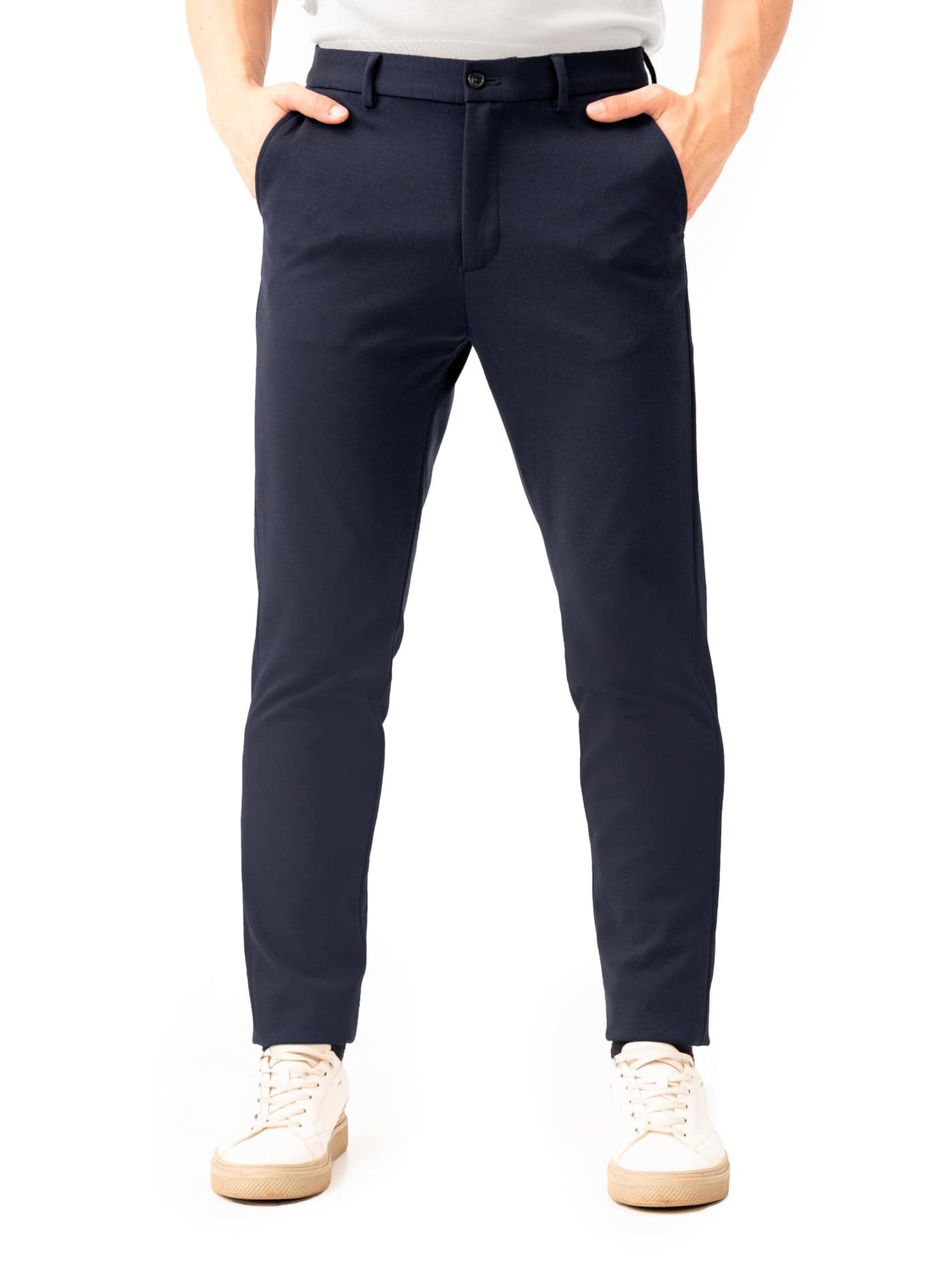 The Pant Project Luxury PV Stretchable Casual Dark Navy Pants for Men | Stylish Slim Fit Men's Wear Trousers for Office or Party | Mens Fashion Dress Trouser with Expandable Waist & 4 Way Stretch