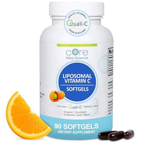 Liposomal Vitamin C 1000mg by Core Med Science 90 Softgels NonGMO Natural Liposomal Vitamin C Supplement That Promotes Healthy Skin Immune System Booster for Adults Supports Collagen Formation