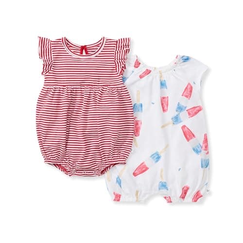 Burts Bees Baby Baby Girls Romper 100 Organic Cotton OnePiece Shortall Girl Outfit for Sizes Newborn to 24 Months