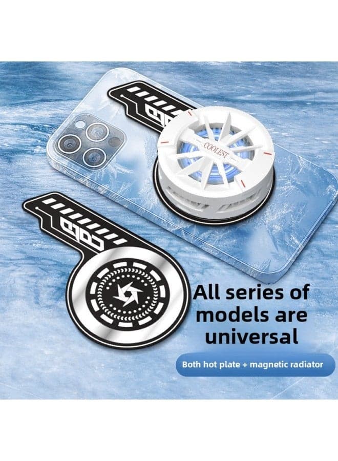 Mobile Phone Semiconductor Magnetic Radiator Refrigeration Ice Seal Chicken Playing Games Cooling Artifact Fan Cooling-Color:JS40 (white) Cooler + Average Hot Plate