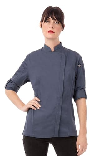 Chef Works Women's Hartford Chef Coat, Blue, Large