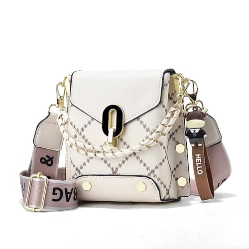 Xiaoyu Small Crossbody Bags for Women Fashion Cell Phone Purse Shoulder Handbags with Wide Strap (Beige)