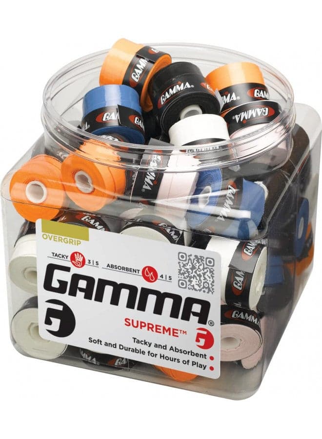 GAMMA Sports Supreme Overgrip for Tennis, Pickleball, Squash, Badminton, and Racquetball Racquets, 60-Jar, White
