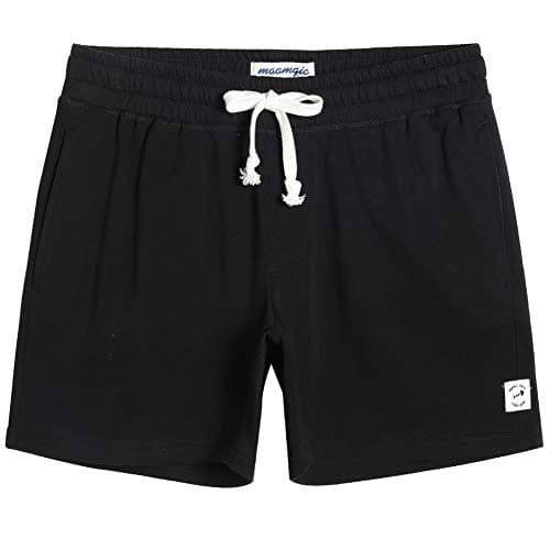 maamgic Mens Athletic Gym Shorts 5.5" Elastic Waist Casual Pajama Pocket Jogger Men Workout Short Pants Black Medium